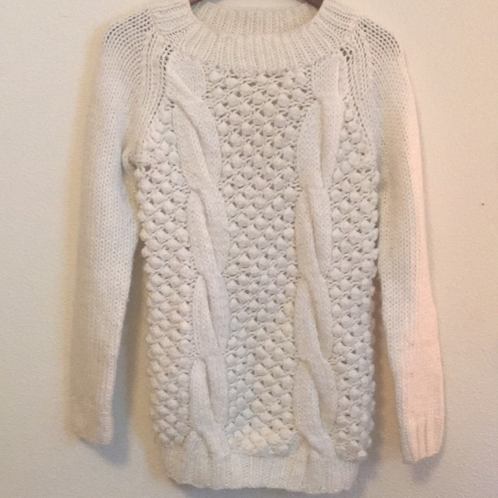 Chunky Cream Pom-Pom Sweater — Mossimo — Sz S